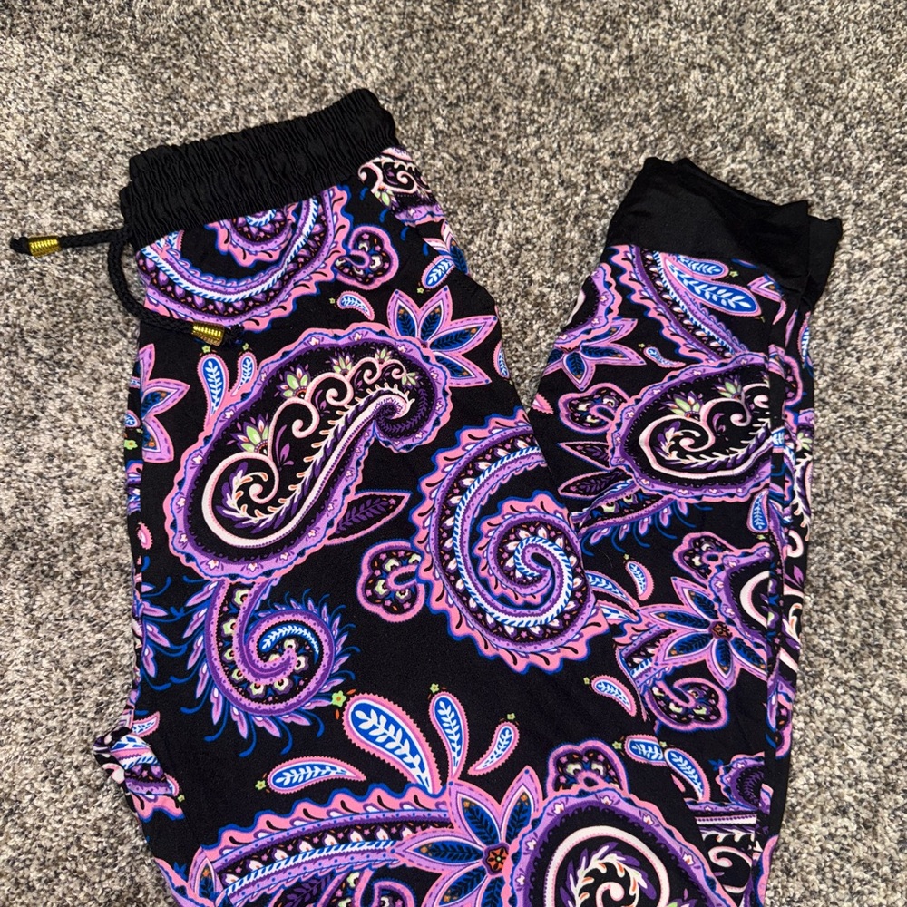 Paisley Print Joggers in Purple and Black